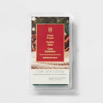 12ct Holiday Fresh Fraser, Festive Spice and Cozy Cashmere Wax Melt - Threshold