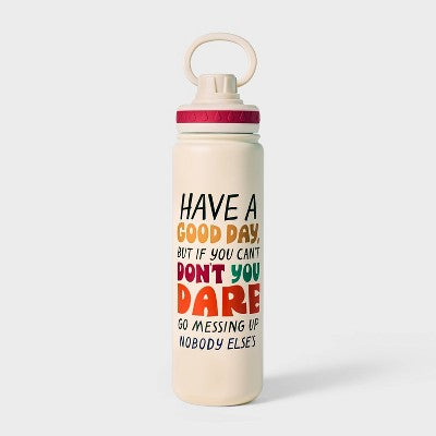 23.66oz Have A Good Day Stainless Steel Double Wall Water Bottle Cream - Tabitha Brown for Target