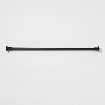72" Dual Mount Cast Style Finial Shower Curtain Rod Black - Threshold: Adjustable, No-Drill, Easy Install, 46" to 72" Length