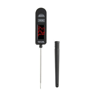 Taylor Digital LED Kitchen Meat Cooking Thermometer Black: Instant Read, Oversized Display, -40 to 450F, Battery Included