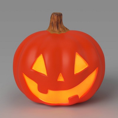 9" Lit Pumpkin Jack Halloween Decorative Prop with Timer - Hyde and EEK! Boutique
