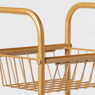 Tall Bath Storage Tower Metallic Gold - Room Essentials: Powder-Coated Steel Frame, 4-Shelf Over Toilet Cabinet (LOCAL PICKUP ONLY)