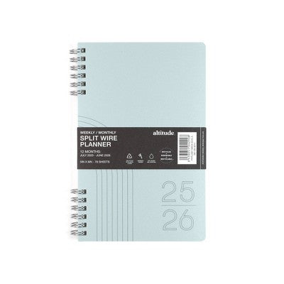 Altitude Supplies 5"x8" Weekly and Monthly Planner, July 2025 to June 2026, Seafoam Blue Arch