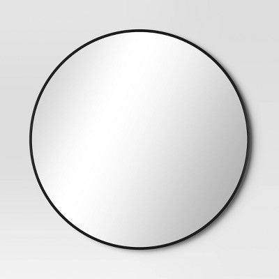 28" Round Metal Mirror Black - Room Essentials (LOCAL PICKUP ONLY)