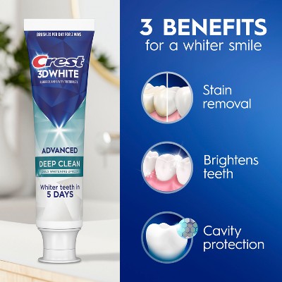 Crest 3D White Advanced Deep Clean Toothpaste - 3.3oz