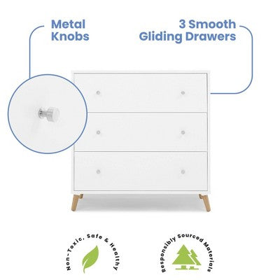 Delta Children Jordan 3 Drawer Dresser with Interlocking Drawers - Bianca White/Natural (LOCAL PICKUP ONLY)
