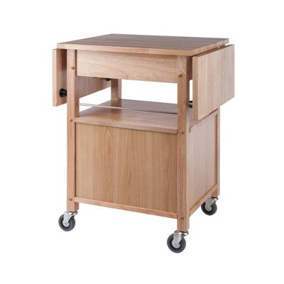 Rachael Kitchen Cart Beech - Winsome: Rolling Island with Storage, Drop-Leaf Top & Lockable Wheels (LOCAL PICKUP ONLY)