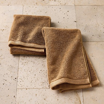 2pk Organic Hand Towel Warm Brown - Casaluna