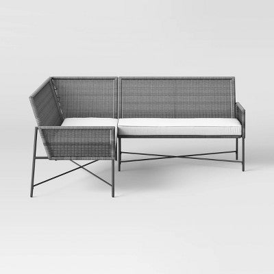 Tucker Wicker Outdoor Patio Sectional Sofa Gray - Threshold designed w/Studio McGee: Weather-Resistant 5-Seater with Steel Frame (LOCAL PICKUP ONLY)