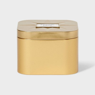 3 Wick Lidded Metal Tin Candle Fireside Glow 12oz Gold - Threshold