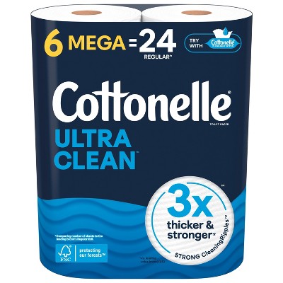 Cottonelle Ultra Clean Strong Toilet Paper - 6 Mega Rolls