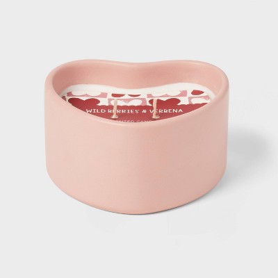 2-Wick 8oz Ceramic Heart Shaped Candle Casual Pink - Threshold