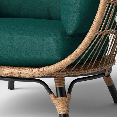 Southport Steel Outdoor Patio Chair: Weather-Resistant Wicker, Black Frame - Threshold (LOCAL PICKUP ONLY)