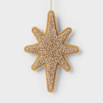 Beaded Fabric 8-Point Star Christmas Tree Ornament Gold - Wondershop