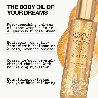 Pacifica Shimmering Body Oil - Crystal Bronze - 4 fl oz