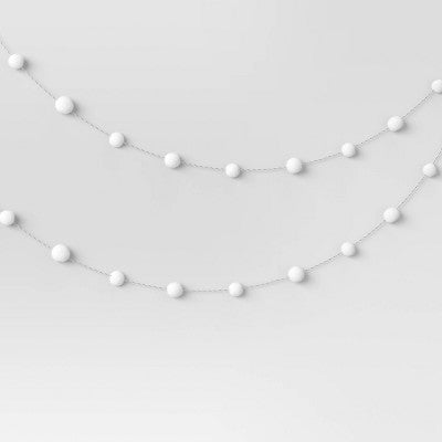 3pk 6' Pom Pom Christmas Tree Garland White - Wondershop