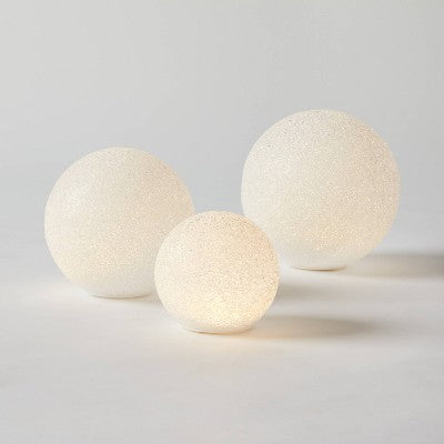 3pc LED Glittered Globe Christmas Novelty Sculpture Light White - Wondershop