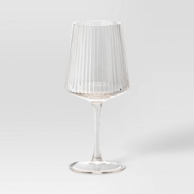 16.9oz Ribbed Stemmed Cassin Wine Glass - Threshold
