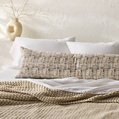 Lumbar Heavyweight Linen Blend Decorative Throw Pillow Grid Print - Casaluna (LOCAL PICKUP ONLY)