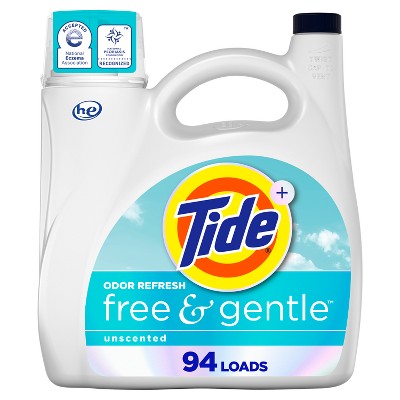 Tide Liquid HE Odor Refresh Laundry Detergent - Free & Gentle - 132oz