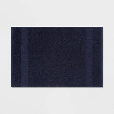 Performance Plus Towel Bath Rug Navy - Threshold: Cotton Terry, Machine Washable, Low Pile, OEKO-TEX Certified