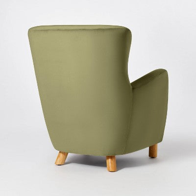 Kessler Wingback Accent Chair Olive Velvet - Threshold designed with Studio McGee: Polyester Upholstery, Plywood Frame (LOCAL PICKUP ONLY)