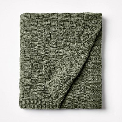Checkered Knit with Neps Throw Blanket Sage - Threshold designed with Studio McGee