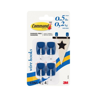 Command 4pk Damage-Free Small Wire Hooks Arctic Freeze