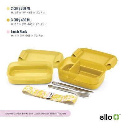 Ello Plastic Lunch Stack Food Storage Container Yellow