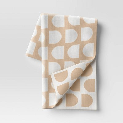 Reversible Knit Geo Throw Blanket Neutral/Ivory - Threshold: Midweight Jacquard Fabric, 50x60"