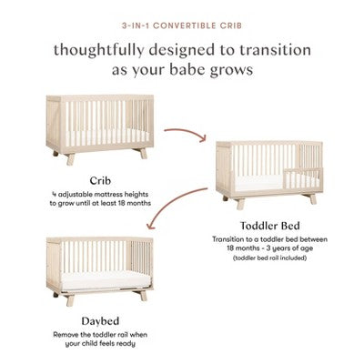 Babyletto Hudson 3-in-1 Convertible Crib with Toddler Rail - Washed Natural (LOCAL PICKUP ONLY)