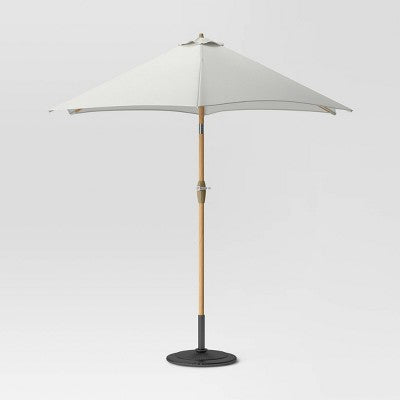 9' Round Outdoor Patio Market Umbrella Off-White with Light Wood Pole - Threshold: Fade-Resistant, Crank Tilt (LOCAL PICKUP ONLY)