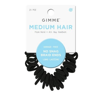 Gimme Beauty Medium Braid Ends Hair Band - Black - 25pk