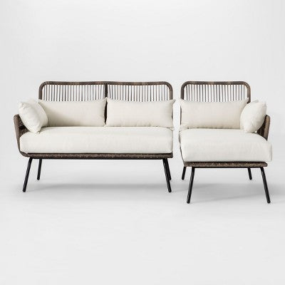 Latigo Outdoor Patio Sectional Sofa Gray/Brown/Linen - Threshold (LOCAL PICKUP ONLY)