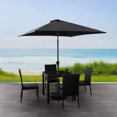 6.5'x6.5' Square Tilting Market Patio Umbrella Black - CorLiving: UV & Weather-Resistant, Crank Lift (LOCAL PICKUP ONLY)