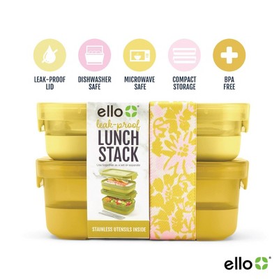Ello Plastic Lunch Stack Food Storage Container Yellow