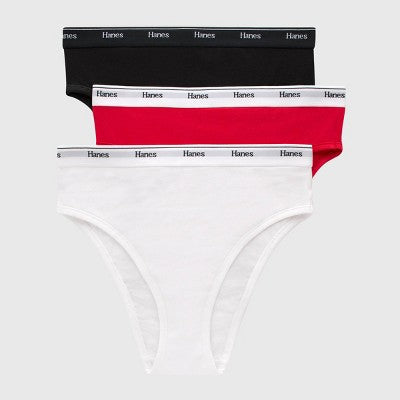 Hanes Women's 3pk Hi-Cut Underwear - White/Red/Black XL