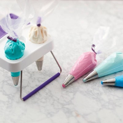 Wilton 12pc Icing Bag Ties: Purple Piping Bag Clips for Cake Decorating, Hand Washable Plastic Set