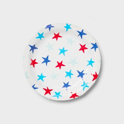 Red Blue Star Disposable Plates 6.8"x6.8" - 20ct - Sun Squad