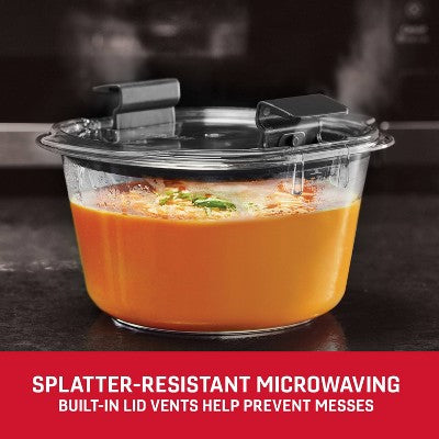 Rubbermaid 6pc Brilliance Round Food Storage Container Set: Plastic Containers with Lids, Dishwasher-Safe, Clear