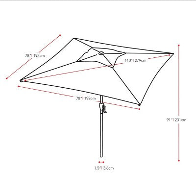 6.5'x6.5' Square Tilting Market Patio Umbrella Black - CorLiving: UV & Weather-Resistant, Crank Lift (LOCAL PICKUP ONLY)