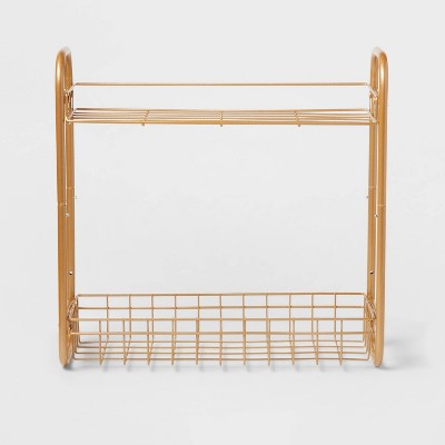 On The Wall 2 Tier Shelving Rack Metallic Gold - Room Essentials: Powder-Coated Steel, Universal Storage Cabinet