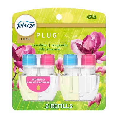 Febreze Luxe Plug Air Freshener Dual Refills - Morning Spring Showers - 1.75 fl oz/2ct