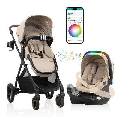 Evenflo Shyft Intuiti+ Travel System Featuring Revolve180 LiteMax NXT with Sensory Soothe - Travertine (LOCAL PICKUP ONLY)