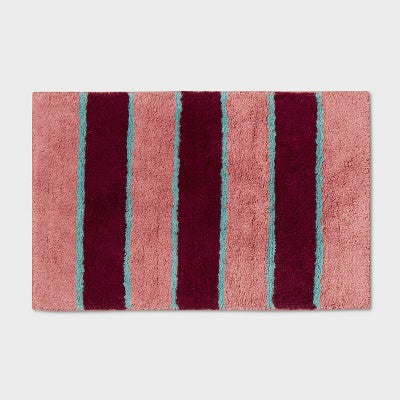 18"x28" Color Block Striped Bath Rug Berry Purple - Threshold