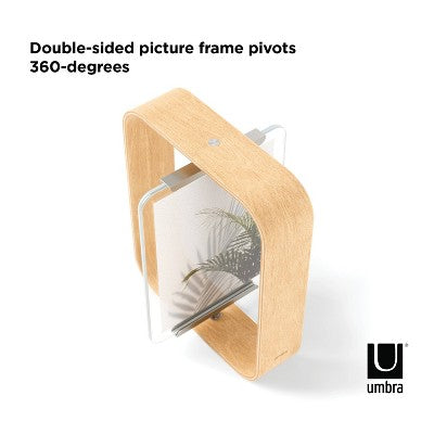 Umbra 5"x7" Bellwood Picture Frame Natural: Beechwood, Double-Sided, Adjustable, Tabletop Display