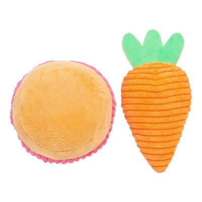 BARK Spring Picnic in the Bark Carrot and Hummutts Dog Plush Toy - 2pc