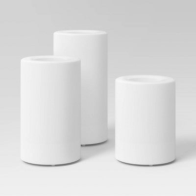 3pc AA LED Plastic Flameless Pillar Colorful Candles with Timer and Remote -Threshold
