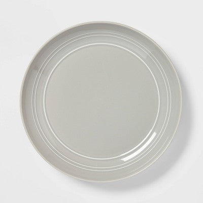 10" Stoneware Westfield Dinner Plates Gray - Threshold: Solid Round Ceramic, Dishwasher & Microwave Safe