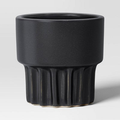 Geared Ceramic Indoor Outdoor Planter Pot Charcoal 5.94"x5.94" - Threshold